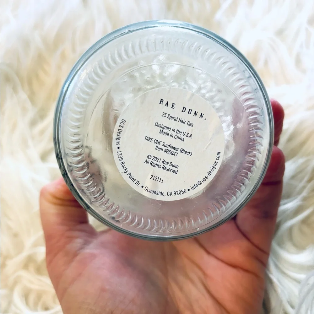 ❤️EXTRA 50% OFF❗️RAE DUNN “Take One” Clear Glass Hair Tie Jar with Wooden Lid